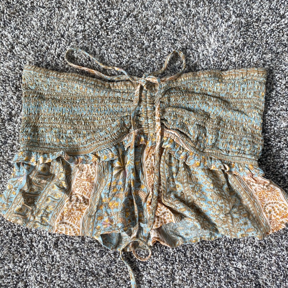 sleeveless printed cropped tube top